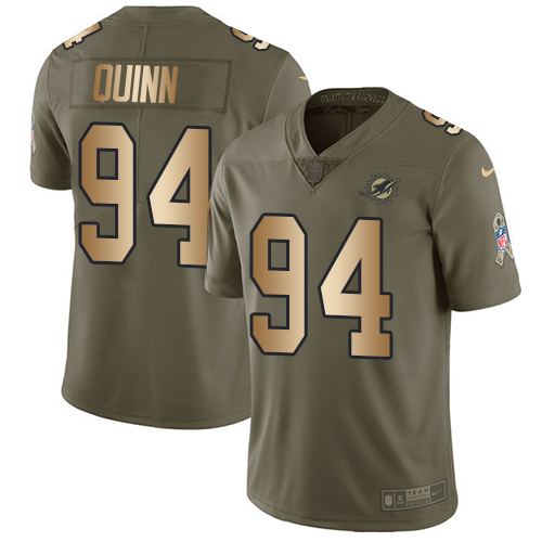 Nike Dolphins #94 Robert Quinn Olive/Gold Youth Stitched NFL Limited Salute to Service Jersey - Click Image to Close